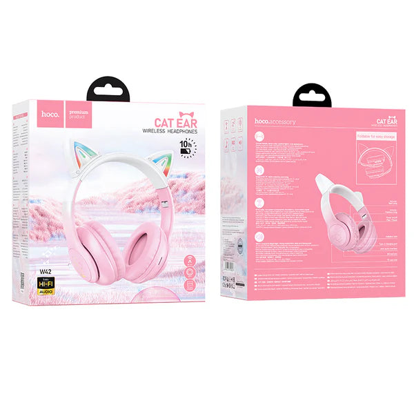 Hoco W42 Wireless Pink LED Light Bluetooth Headphone