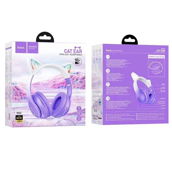 Hoco W42 Wireless Purple LED Light Bluetooth Headphone