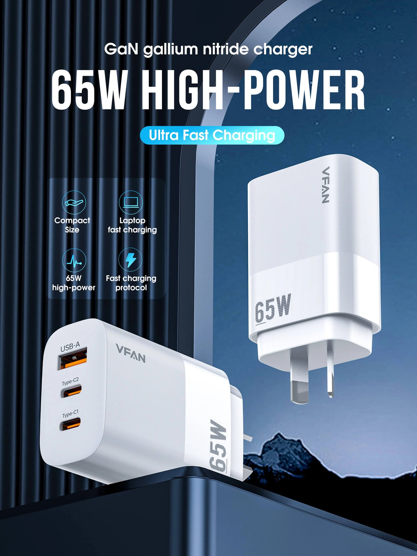 Fast Charger adapter VFAN 65Watts