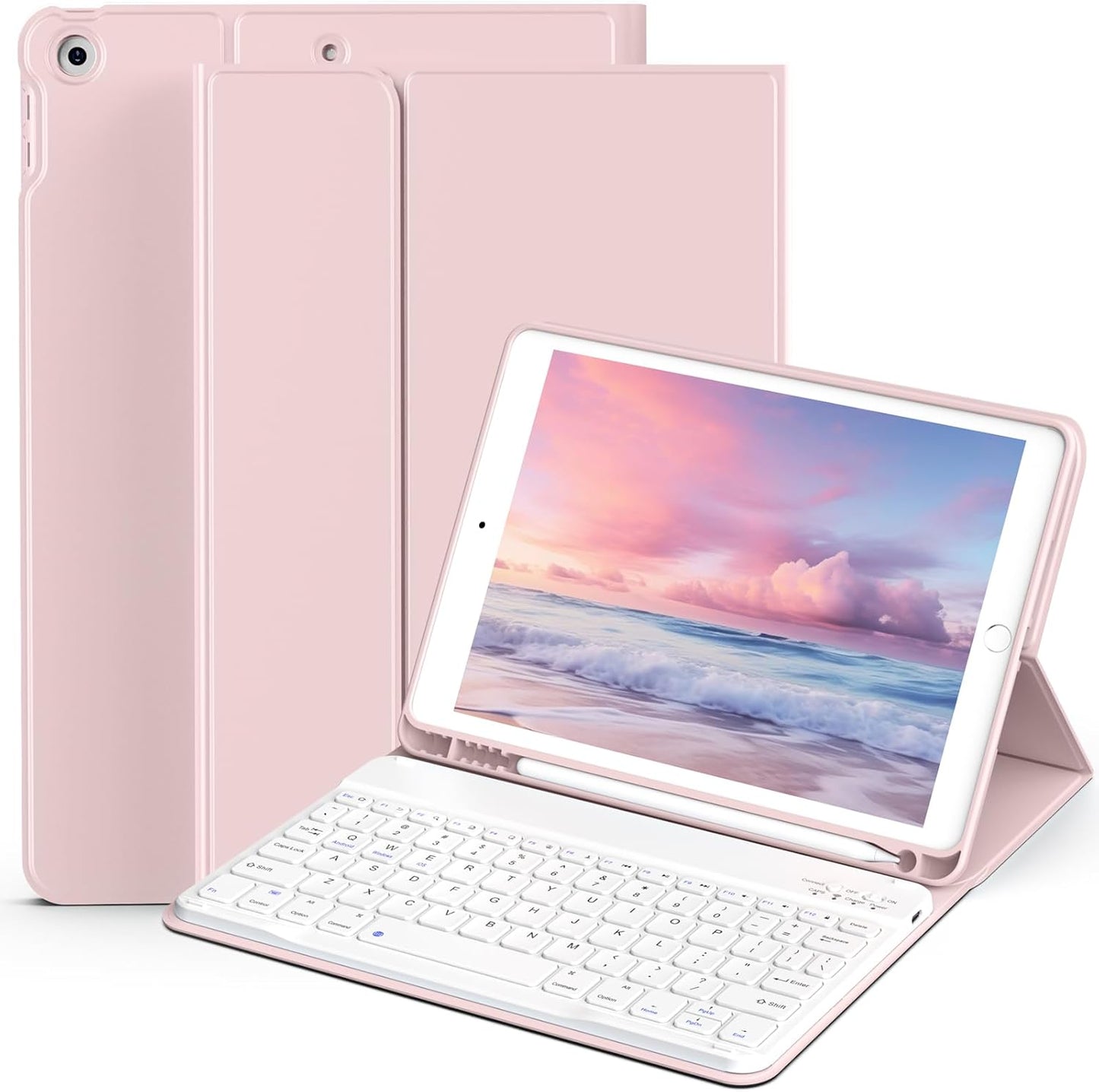 Keyboard Case for Apple iPad 7,8,9 & Air 3 Pink 10.2 inch