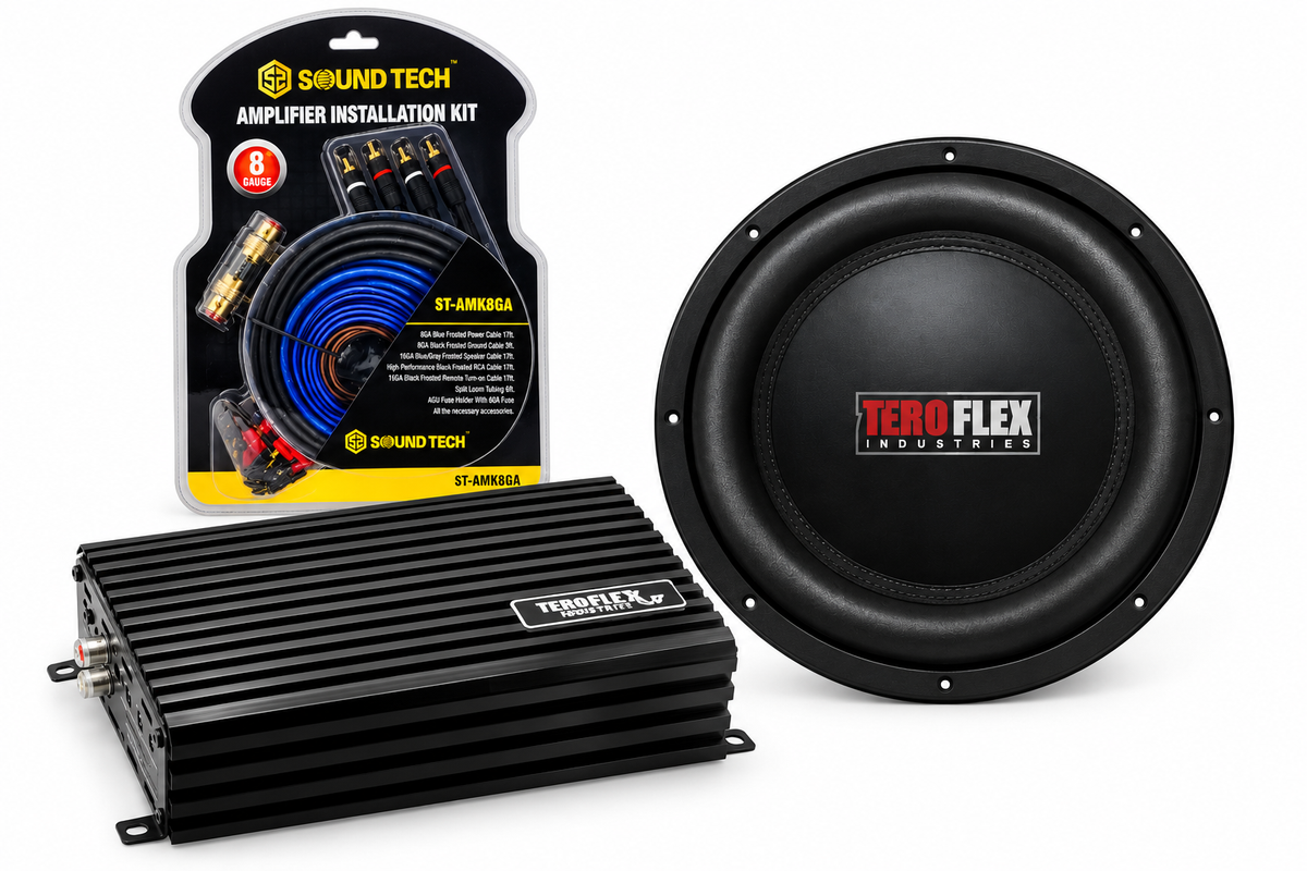 Ultimate Car Audio Bundle – Zeroflex Subwoofer + Sound Magus Amplifier + Wiring Kit