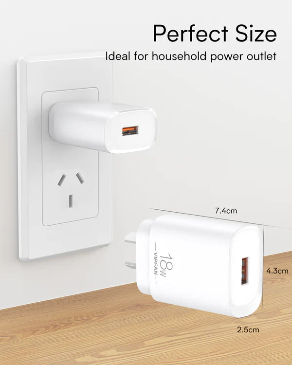 Fast Charger adapter Vipfan 18w USB-A & USB-C Dual