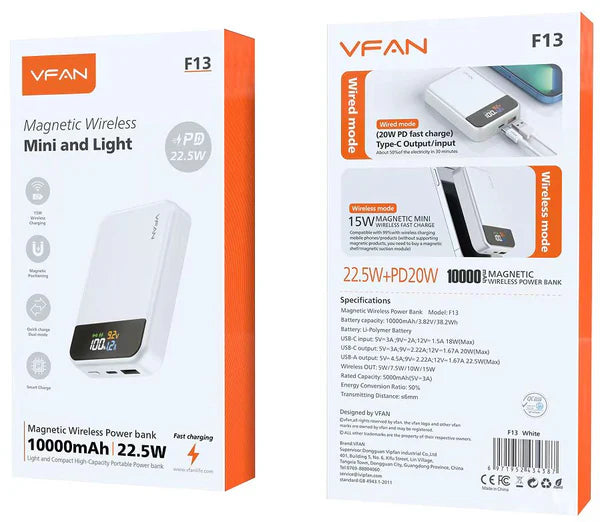 Power Bank Wireless Charging 10000 mAh (F13)