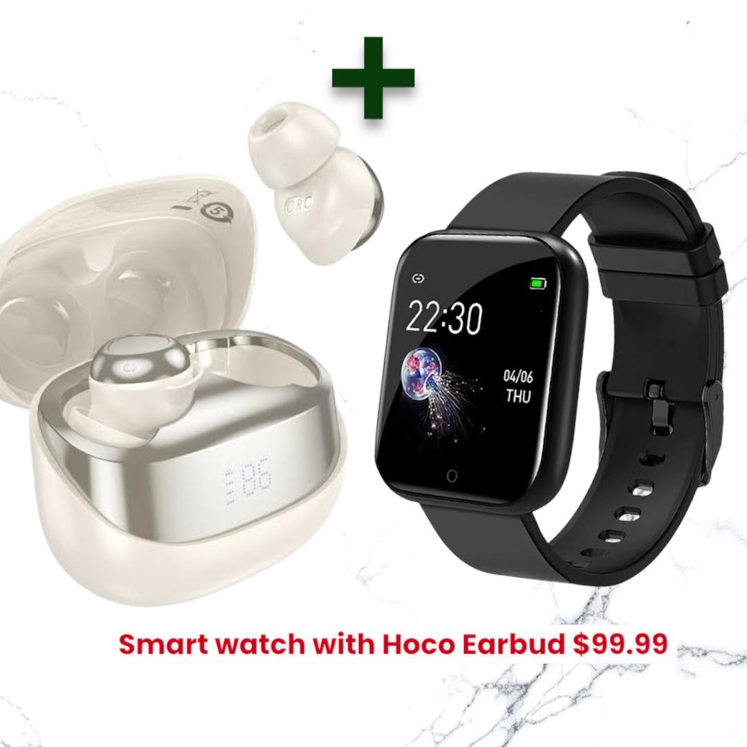 Combo Deal - Borofone Smart Watch BD10 + Hoco TWS Headset EW200