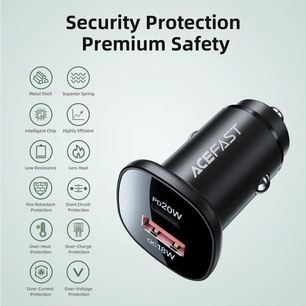 Dual fast Car Charger PD QC A+C B1 38 watts