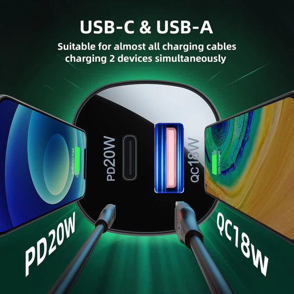 Dual fast Car Charger PD QC A+C B1 38 watts