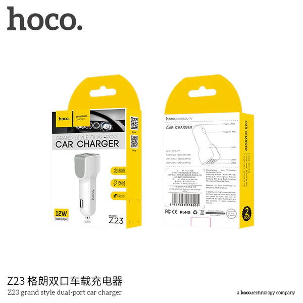 Brand New Usb Car Charger 2 Port Hoco