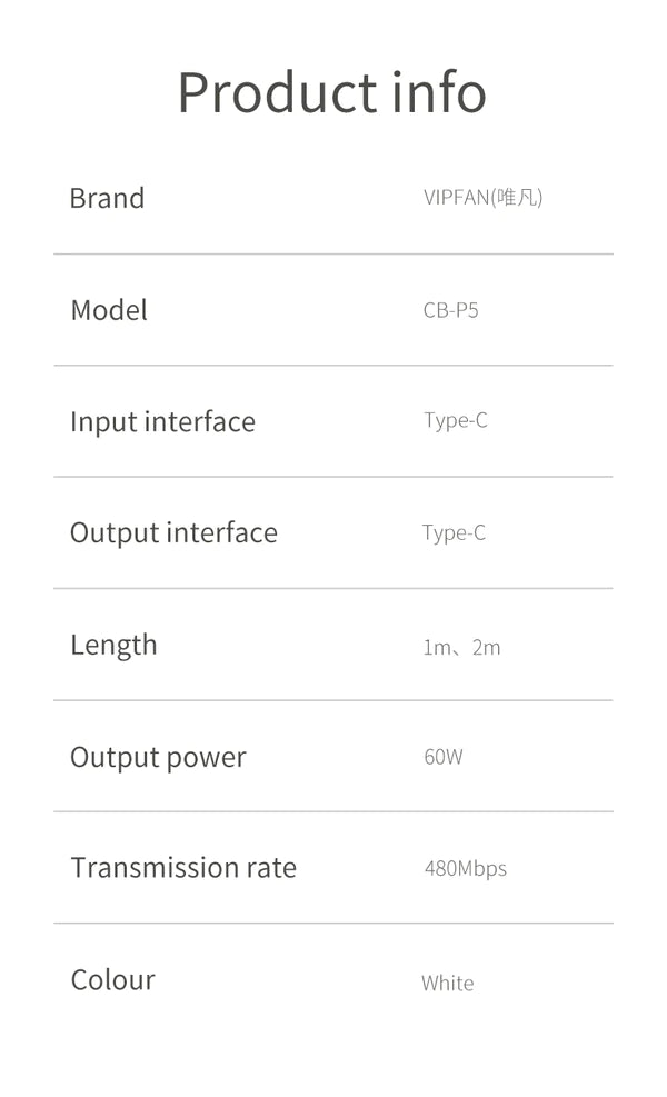 High-speed Type C Charging and Data Transfer Cable