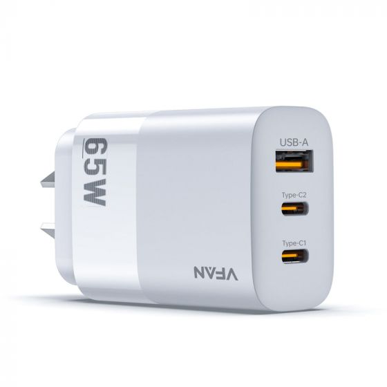 VFAN PD 65W 3-in-1 GaN Ultra Fast Charger Plug AU7