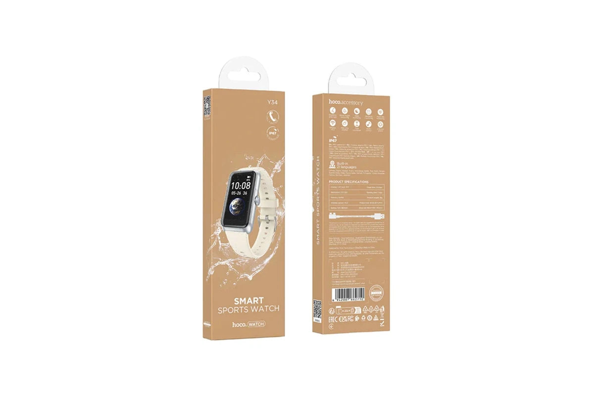 Hoco Smart Wrist Band Calling Feature Heart Rate Monitoring Y34 Silver  Brand New