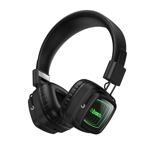 HOCO W72 Leather Bluetooth Headset with Mirror LED Light, Gen 6.0 Bluetooth