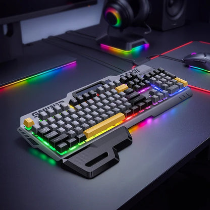 Hoco GM702 Ergonomic Wired Gaming Keyboard with RGB Rainbow Lights and Wrist Rest