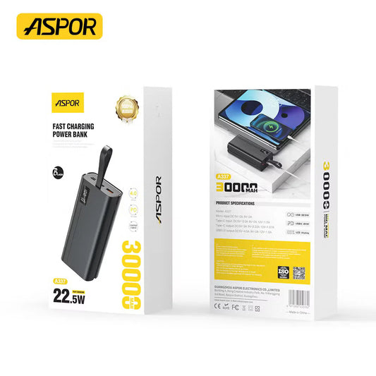 Power Bank ASPOR A337 Led display 30000 mAh