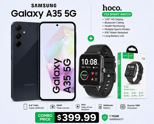 Samsung Galaxy A35 5G 128GB Awesome Navy (Brand New) +Hoco Y33 Smart Watch (Combo Deal )