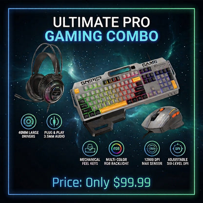 HOCO Ultimate Pro Gaming Combo GM702 keyboard+W118 Headphones+ GM52 Mouse