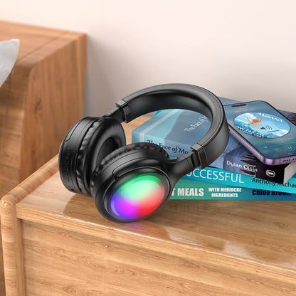 HOCO  RGB Light Wireless Headphones – Black W48  ( Brand New )