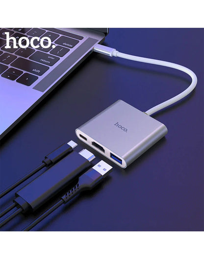 Hoco Premium  Type-C Hub to USB3.0 & HDMI And PD Adapter