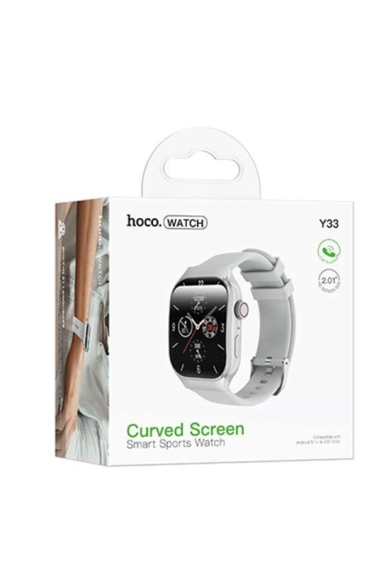 Hoco Y33 Curved Screen Smart Watch – Silver