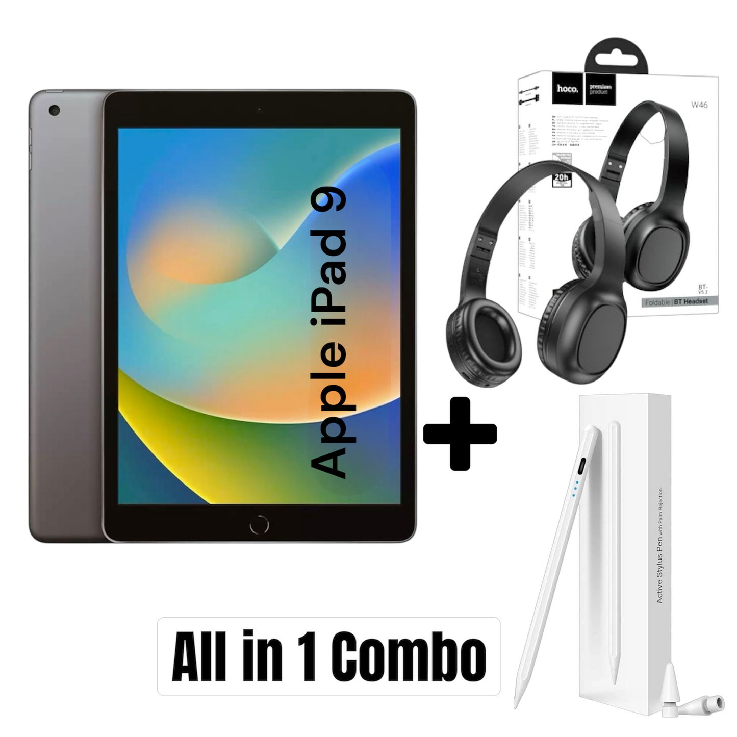 Apple iPad 9 64GB Wi-Fi  Space Grey Excellent with Brand New Stylus Pencil + Hoco Headset