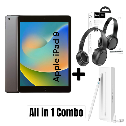 Apple iPad 9 64GB Wi-Fi  Space Grey Excellent with Brand New Stylus Pencil + Hoco Headset