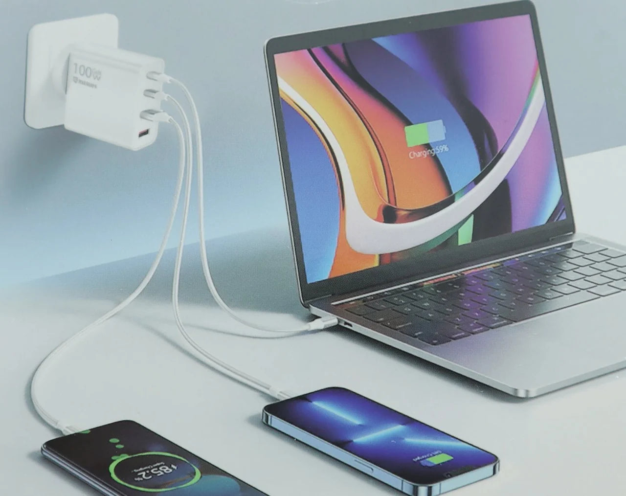 Fast Charger USB & Type- C  100W Charger