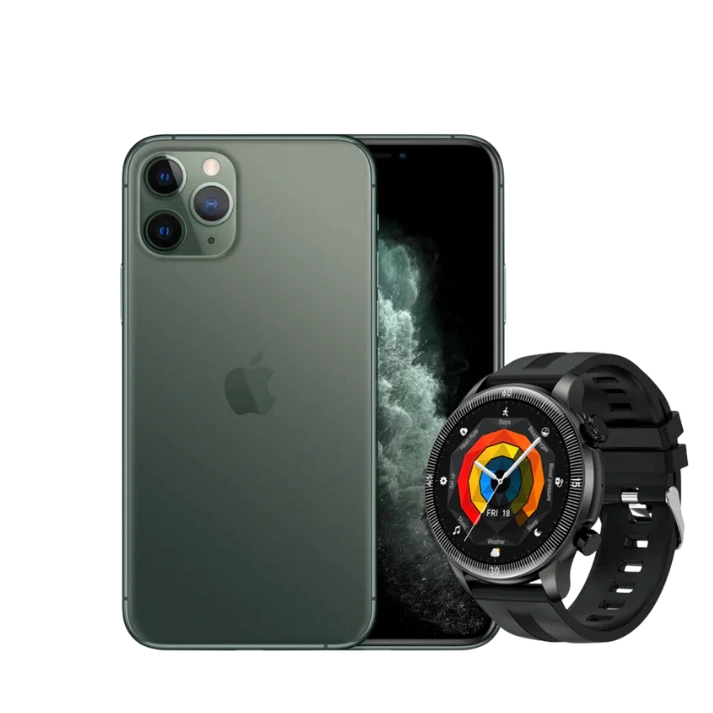 iPhone 11 Pro Max 64GB Midnight Green Excellent (BATTERY 100%) + Hoco Smart Watch