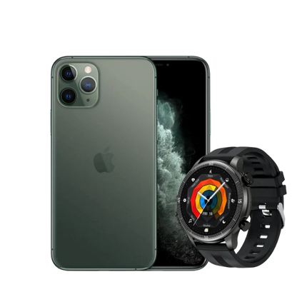 iPhone 11 Pro Max 64GB Midnight Green Excellent (BATTERY 100%) + Hoco Smart Watch
