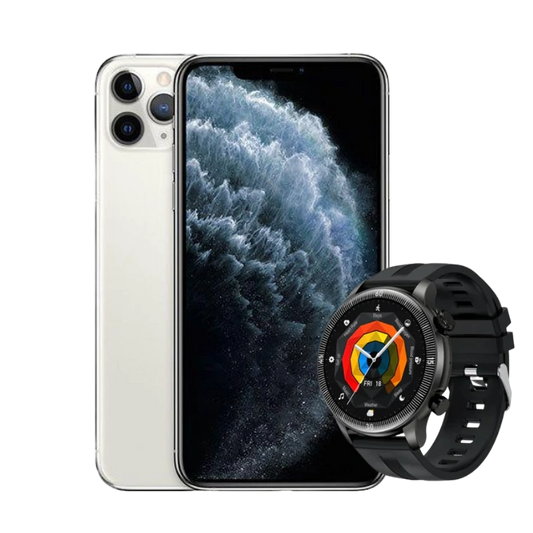 Apple iPhone 11 Pro Max 64GB Silver Excellent ( 100% Battery Health) + Hoco Smart Watch