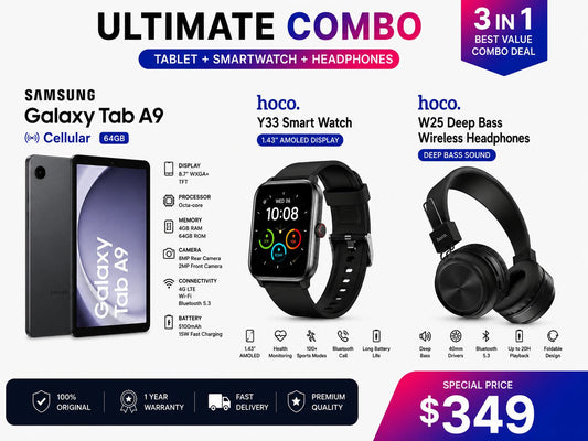 Samsung Galaxy Tab A9  SM- X115 Wifi + Cellular Brand New + Smartwatch + headphones