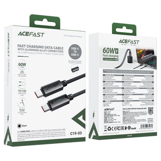 AceFast 60W Series Type-C To Type-C Cable C19-03 Black