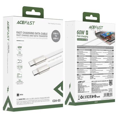 AceFast Ultra-Thin 60W Series Type-C To Type-C Cable white