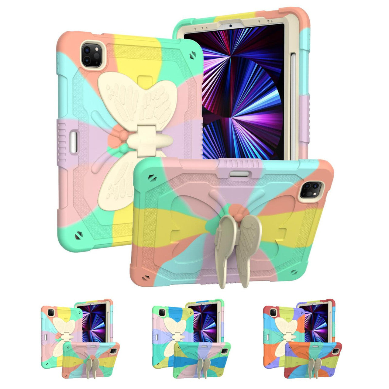 Butterfly Apple iPad Case for iPad Pro 11, iPad Air 4, Air 5 Rainbow Pink 10.9 inch