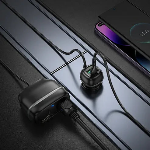 Fast Car Charger w/2  Cigarette Lighter Hub up to 240W (Z59)