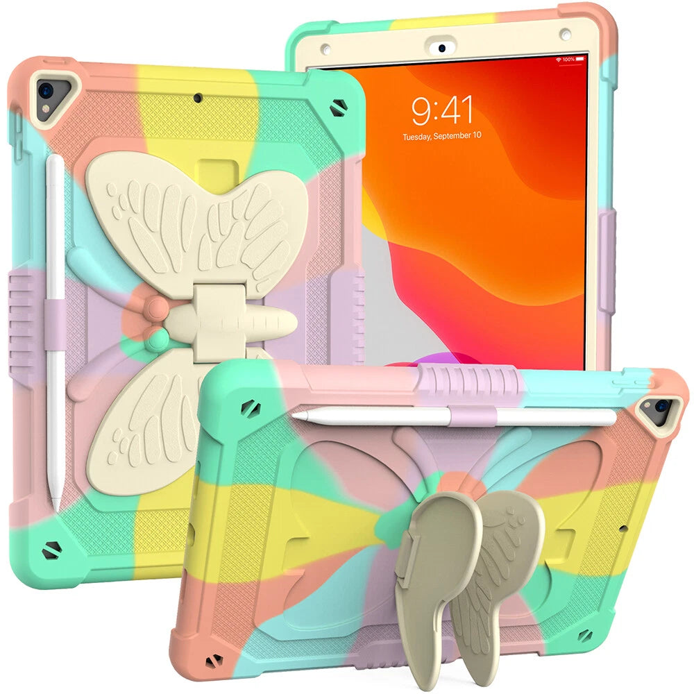 Butterfly Apple iPad Case for iPad 5, iPad 6, iPad Pro 9.7 , Air 1  & 2 Rainbow pink 9.7 inch